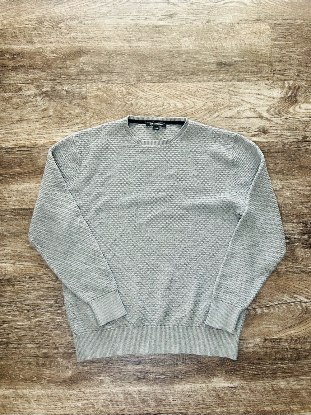 Men's Crewneck Textured Sweater - Light Gray